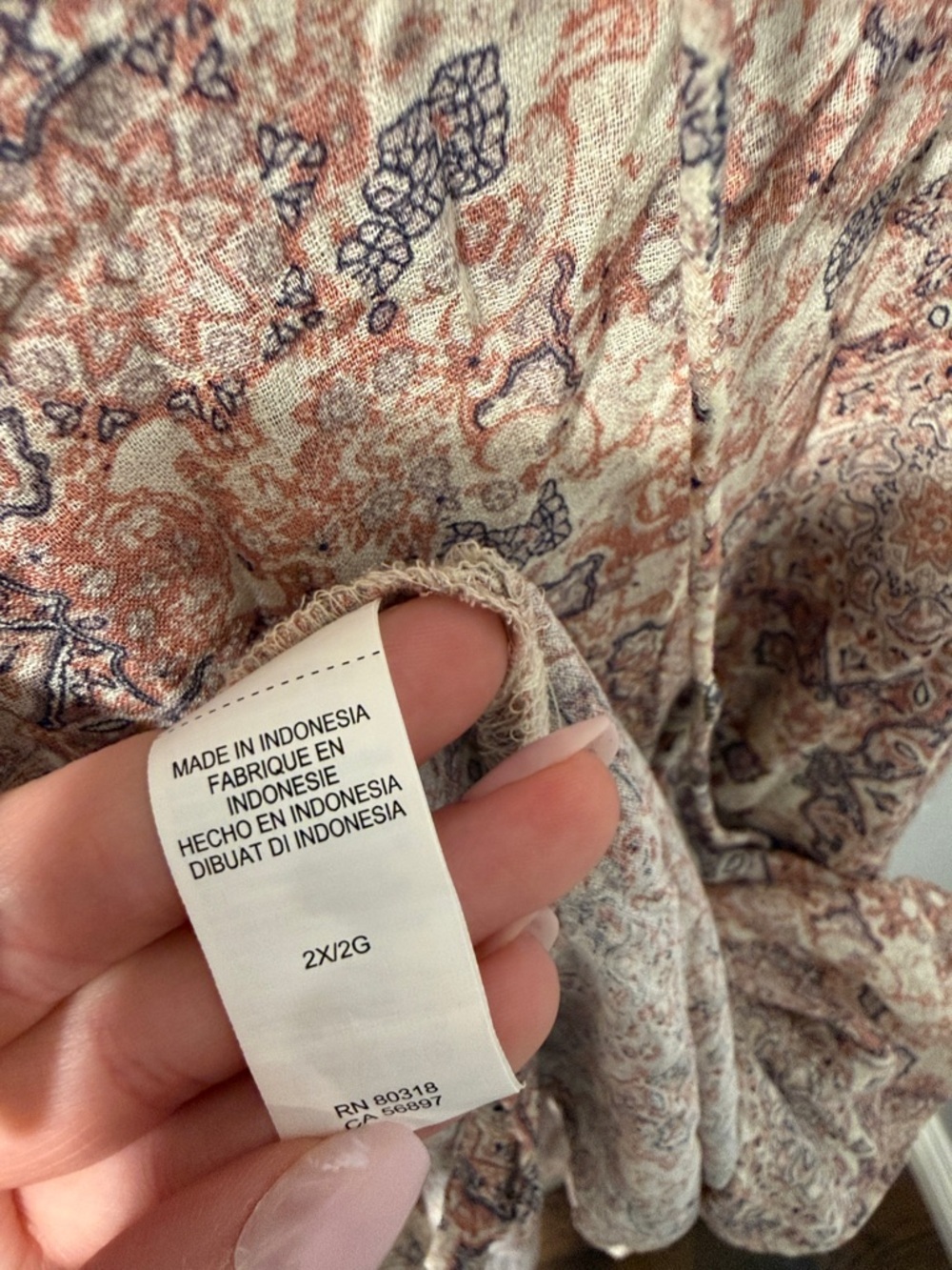 Lucky Brand Floral Paisley Top in Cream and Salmon - Picture 3 of 7